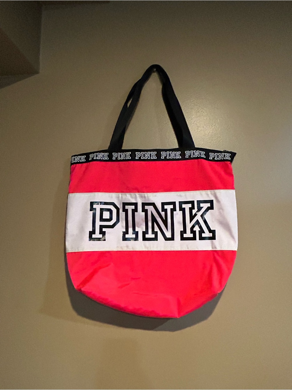 PINK Victoria's Secret Neon Pink and White Logo Tote
